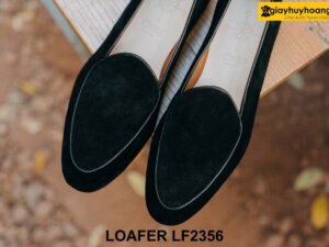 Giày lười nam da lộn màu đen đế mỏng Loafer LF2356 004