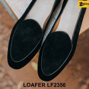 Giày lười nam da lộn màu đen đế mỏng Loafer LF2356 004