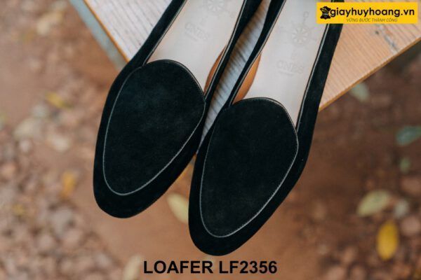 Giày lười nam da lộn màu đen đế mỏng Loafer LF2356 004