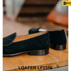 Giày lười nam da lộn màu đen đế mỏng Loafer LF2356 003