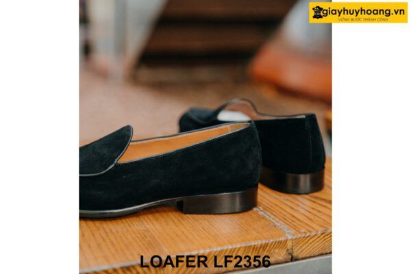 Giày lười nam da lộn màu đen đế mỏng Loafer LF2356 003