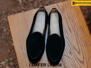 Giày lười nam da lộn màu đen đế mỏng Loafer LF2356 001