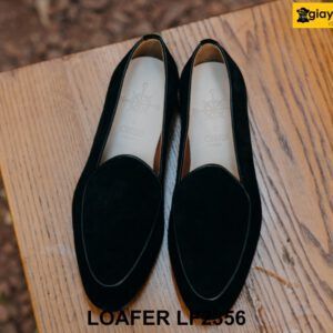 Giày lười nam da lộn màu đen đế mỏng Loafer LF2356 001