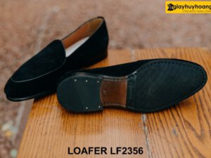 Giày lười nam da lộn màu đen đế mỏng Loafer LF2356 002