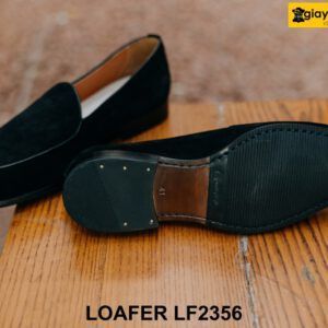 Giày lười nam da lộn màu đen đế mỏng Loafer LF2356 002