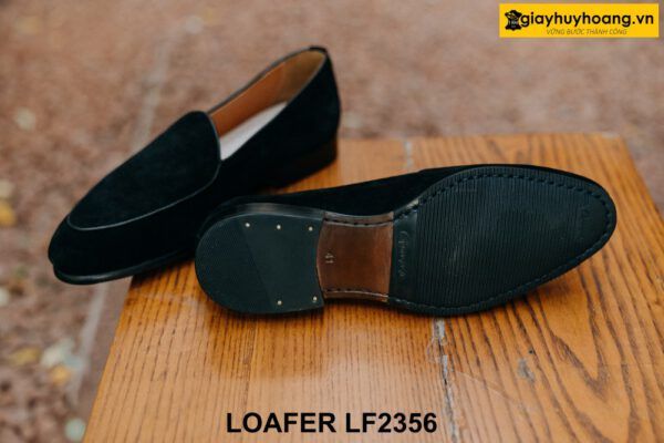 Giày lười nam da lộn màu đen đế mỏng Loafer LF2356 002