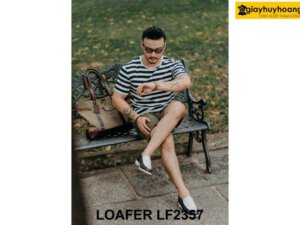 Giày lười da nam đế khâu màu trắng Loafer LF2357 005