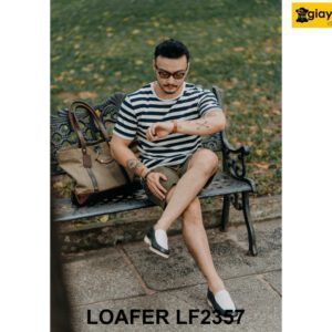 Giày lười da nam đế khâu màu trắng Loafer LF2357 005