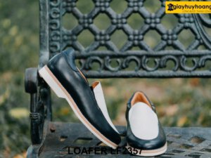 Giày lười da nam đế khâu màu trắng Loafer LF2357 004