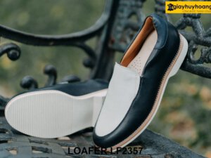 Giày lười da nam đế khâu màu trắng Loafer LF2357 003
