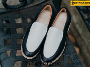 Giày lười da nam đế khâu màu trắng Loafer LF2357 001
