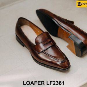 Giày lười da nam nâu phối quần jeans Loafer LF2361 003