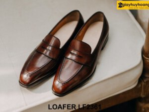 Giày lười da nam nâu phối quần jeans Loafer LF2361 001
