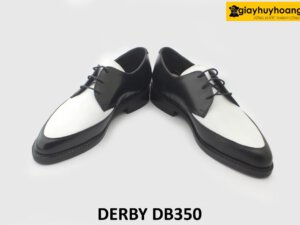 [Outlet size 40] Giày da nam đen trắng mũi nhọn Derby DB350 003