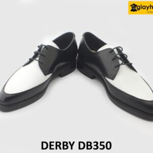 [Outlet size 40] Giày da nam đen trắng mũi nhọn Derby DB350 003