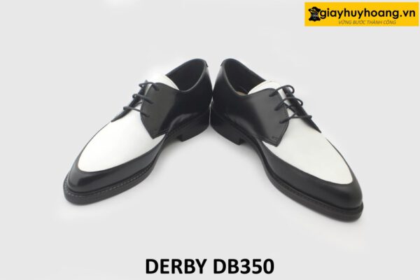 [Outlet size 40] Giày da nam đen trắng mũi nhọn Derby DB350 003