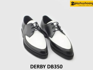 [Outlet size 40] Giày da nam đen trắng mũi nhọn Derby DB350 002
