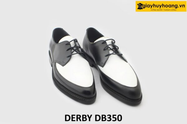 [Outlet size 40] Giày da nam đen trắng mũi nhọn Derby DB350 002