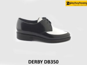 [Outlet size 40] Giày da nam đen trắng mũi nhọn Derby DB350 001