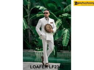 Giày da bò lười nam bò phối trắng penny Loafer LF2342 004