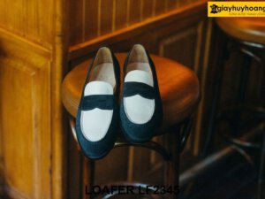 Giày lười da lộn nam màu đen trắng Loafer LF2345 003