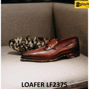 Giày lười nam màu đỏ đô thon dài Loafer LF2375 002