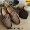 Giày lười nam da lộn màu xám khóa horesit Loafer LF2378 001