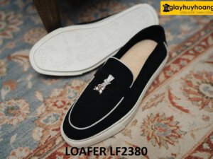 Giày lười nam da lộn thể thao màu đen Loafer LF2380 004