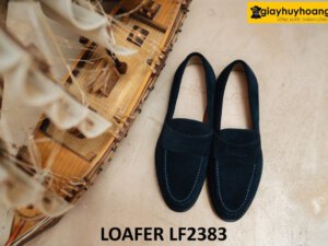 Giày lười nam da lộn màu xanh navy Loafer LF2383 001