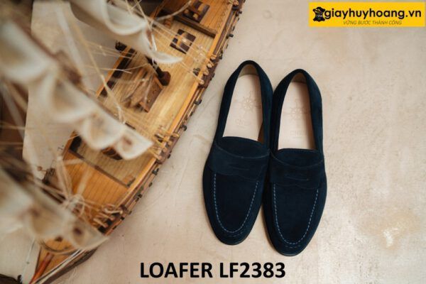 Giày lười nam da lộn màu xanh navy Loafer LF2383 001