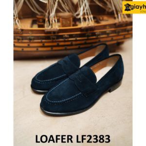 Giày lười nam da lộn màu xanh navy Loafer LF2383 005