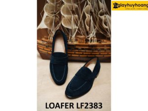 Giày lười nam da lộn màu xanh navy Loafer LF2383 004