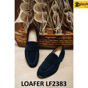 Giày lười nam da lộn màu xanh navy Loafer LF2383 004