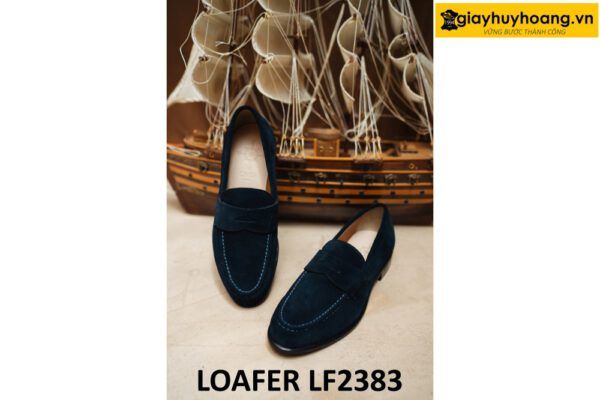 Giày lười nam da lộn màu xanh navy Loafer LF2383 004