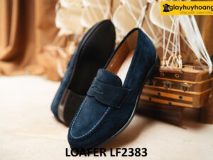 Giày lười nam da lộn màu xanh navy Loafer LF2383 003