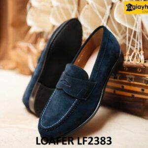 Giày lười nam da lộn màu xanh navy Loafer LF2383 003