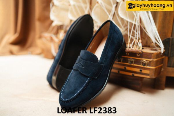 Giày lười nam da lộn màu xanh navy Loafer LF2383 003