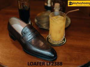 Giày lười nam da bò vân cá sấu Loafer LF2388 005