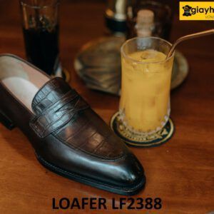 Giày lười nam da bò vân cá sấu Loafer LF2388 005