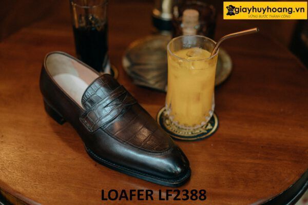 Giày lười nam da bò vân cá sấu Loafer LF2388 005