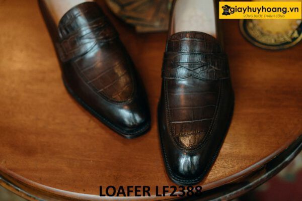 Giày lười nam da bò vân cá sấu Loafer LF2388 004