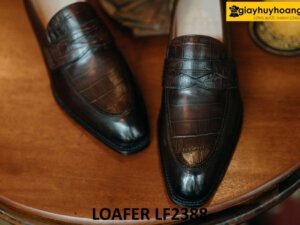 Giày lười nam da bò vân cá sấu Loafer LF2388 001