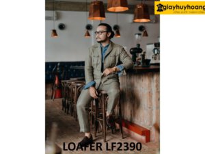 Giày lười nam đế da bò dấu chỉ Loafer LF2390 003