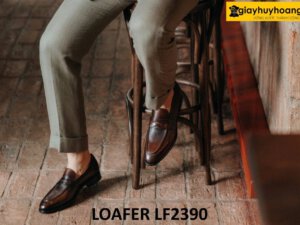 Giày lười nam đế da bò dấu chỉ Loafer LF2390 002