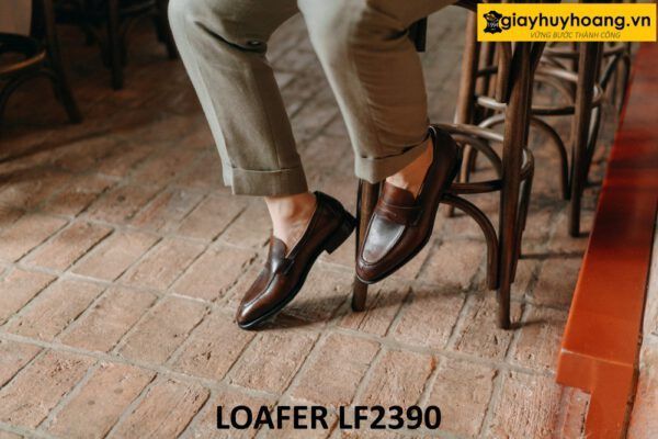 Giày lười nam đế da bò dấu chỉ Loafer LF2390 001