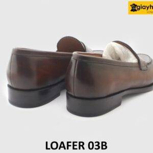 [Outlet size 40] Giày lười da nam màu bò viền nâu Loafer 03B 004