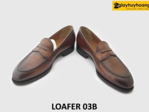 [Outlet size 40] Giày lười da nam màu bò viền nâu Loafer 03B 003