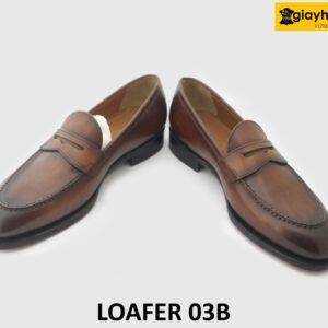 [Outlet size 40] Giày lười da nam màu bò viền nâu Loafer 03B 003