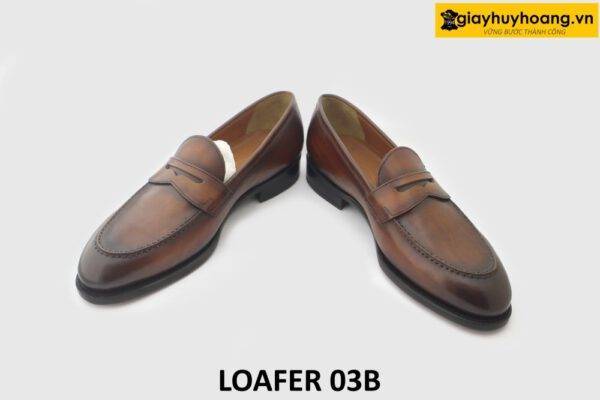 [Outlet size 40] Giày lười da nam màu bò viền nâu Loafer 03B 003