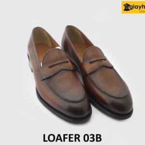 [Outlet size 40] Giày lười da nam màu bò viền nâu Loafer 03B 002